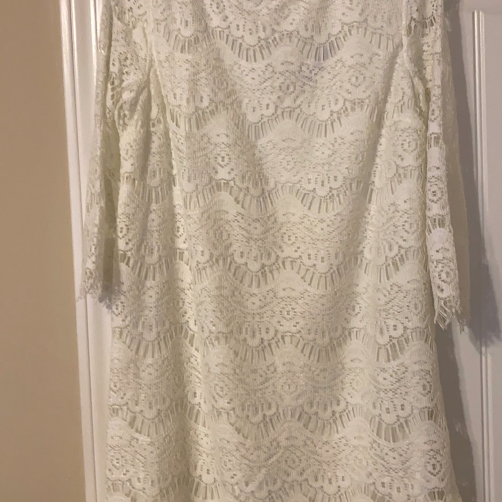 Zara crochet whites dress size large with lining.
